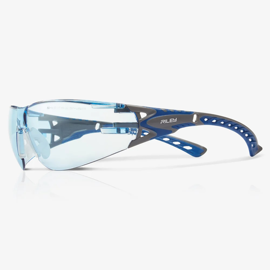 Stream Evo&trade; Eco Blue Anti-Fog Lens, Gray and Blue Frame Safety Glasses
