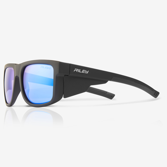 Navigator&trade; Ice Blue Mirror Anti-Fog Lens, Matte Black Frame Safety Glasses